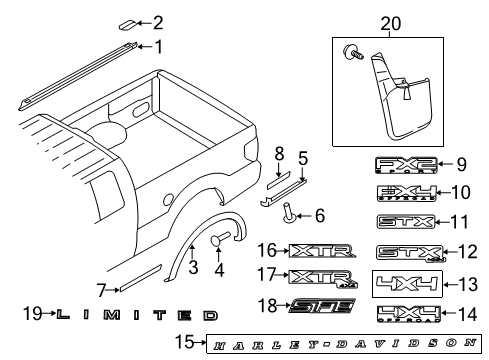 2014 Ford F-150 Exterior Trim - Pick Up Box Decal Diagram for EL3Z-9925622-BB