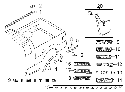 2014 Ford F-150 Exterior Trim - Pick Up Box Decal Diagram for EL3Z-9925622-AB