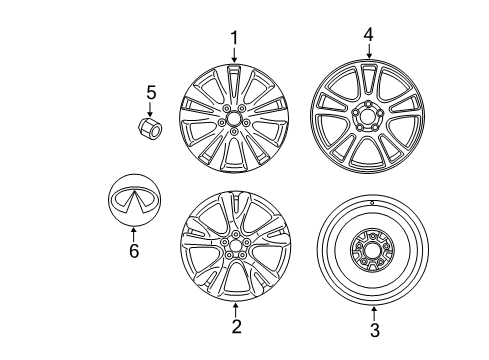 2013 Infiniti M56 Wheels, Covers & Trim Aluminum Wheel Diagram for D0C00-1MM4A