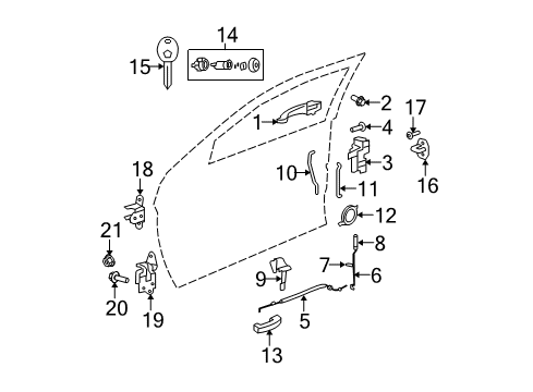 2008 Dodge Avenger Front Door - Lock & Hardware Handle-Exterior Door Diagram for 1EE55DV6AD