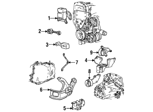 1992 Pontiac Grand Am Engine & Trans Mounting Bracket Asm-Engine Mount Strut Diagram for 22593225