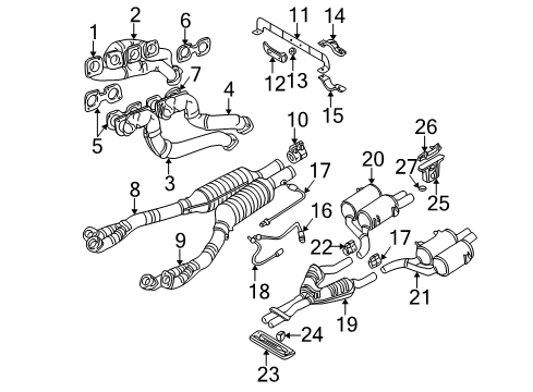 2003 BMW M5 Powertrain Control Sedan Exchange Exhaust Pipe Catalyst Diagram for 18301406813