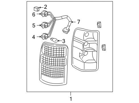 2000 Chevrolet Suburban 1500 Combination Lamps Combo Lamp Assembly Diagram for 19168990