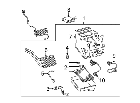 2011 Scion xD A/C & Heater Control Units Heater Core Diagram for 87107-52061