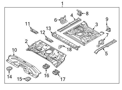 2018 Hyundai Ioniq Rear Floor & Rails Bracket Assembly-RR Seat MTG, RH Diagram for 65561-G7001