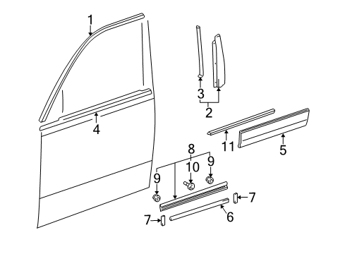 2006 Lexus LS430 Exterior Trim - Front Door Pad, Body Outside Moulding, No.1 Diagram for 75696-30200