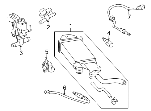 2000 Toyota Echo Emission Components Vapor Canister Diagram for 77740-52030