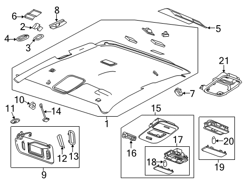 2015 Chevrolet Colorado Bulbs Sunvisor Cover Diagram for 22759198