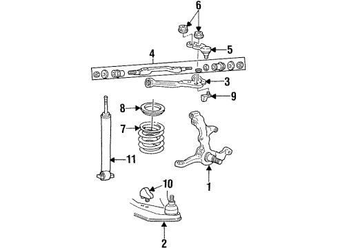 1992 Mercury Grand Marquis Front Suspension Components, Lower Control Arm, Upper Control Arm, Stabilizer Bar Upper Control Arm Bumper Diagram for F1VY-3020-B