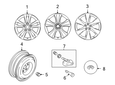 2009 Infiniti FX50 Wheels, Covers & Trim Aluminum Wheel Diagram for D0C00-1CE4A