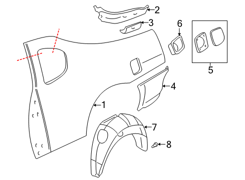 2006 Chevrolet Monte Carlo Quarter Panel & Components Fuel Door Diagram for 15949159