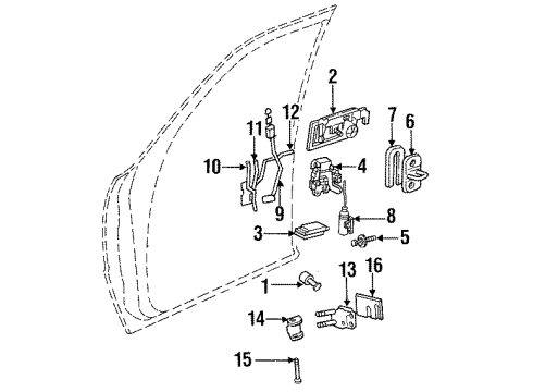 1988 Chrysler New Yorker Front Door Glass & Hardware Motor F/DR E Diagram for 4396403