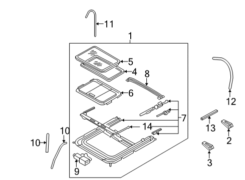 2004 Nissan Maxima Sunroof Console Assembly-Roof Diagram for 96980-7Y310