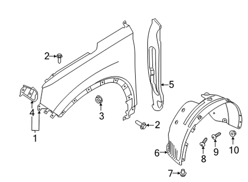 2021 Hyundai Santa Fe Fender & Components GUARD ASSY-FRONT WHEEL, RH Diagram for 86812-S1500