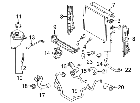 2019 BMW X6 Radiator & Components Engine Coolant Hose Diagram for 11537649304