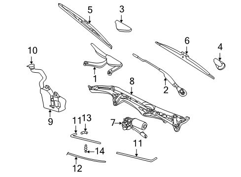 2004 BMW 760i Wiper & Washer Components Covering Cap Diagram for 61617008973