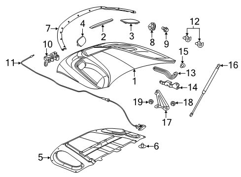 2022 Dodge Durango Hood & Components SHIM Diagram for 52854575AA