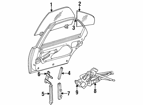 1995 Chrysler LHS Rear Door WEATHERSTRIP-Rear Door Flush Glass Diagram for 4756902