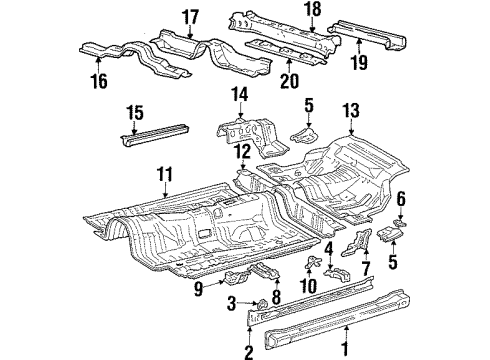 1990 Toyota Supra Rocker Panel Pan, Front Floor Diagram for 58111-14061