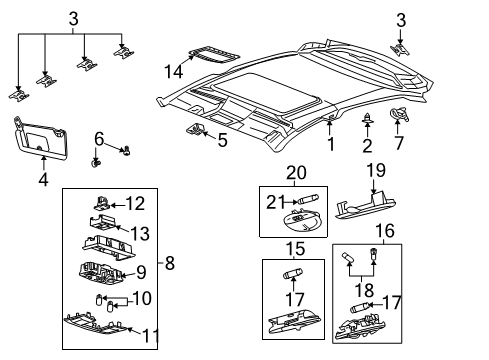 2009 Ford Focus Sunroof Lens Retainer Clip Diagram for 1L2Z-78519R44-CA