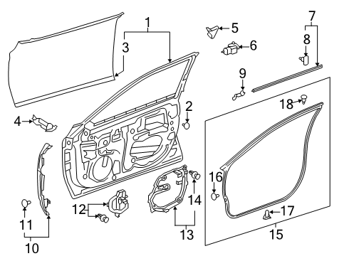 2020 Toyota Avalon Front Door Outer Panel Diagram for 67112-07030