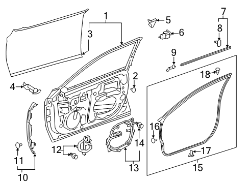 2020 Toyota Avalon Front Door Weatherstrip Diagram for 67863-07020