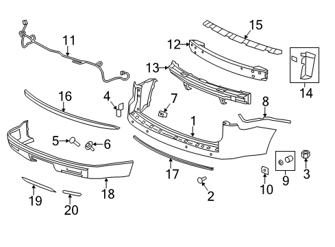 2016 GMC Acadia Rear Bumper Insert Diagram for 20982430