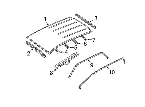 2012 Ford Escape Roof & Components Roof Weatherstrip Diagram for 9L8Z-7851222-A