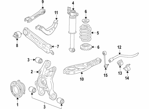 2019 GMC Terrain Rear Axle, Lower Control Arm, Upper Control Arm, Ride Control, Stabilizer Bar, Suspension Components Hub & Bearing Diagram for 13507356