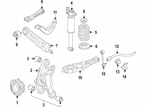 2019 GMC Terrain Rear Axle, Lower Control Arm, Upper Control Arm, Ride Control, Stabilizer Bar, Suspension Components Stabilizer Bar Diagram for 84213410