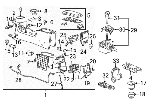2006 Chevrolet Malibu Console Console Assembly Diagram for 15267578