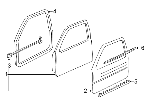 2002 Buick Regal Front Door Weatherstrip, Front Side Door Diagram for 10420326