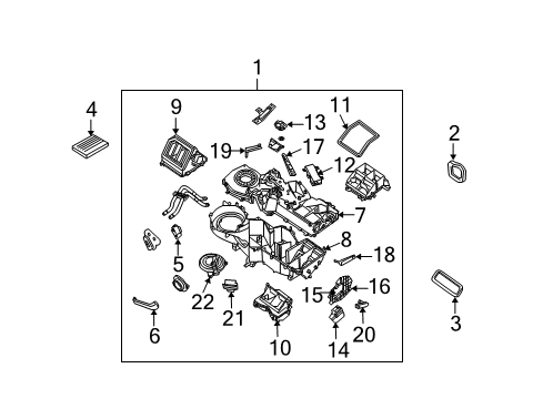 2004 Nissan Pathfinder Armada Blower Motor & Fan Heating Unit-Front Diagram for 27110-7S002