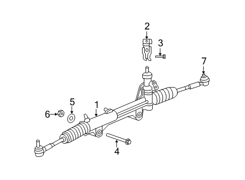 2004 Dodge Durango P/S Pump & Hoses, Steering Gear & Linkage Power Steering Gear Rack Pinion Diagram for 52113237AD