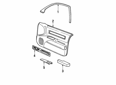 1993 Chevrolet Caprice Interior Trim - Front Door Armrest Asm-Front Side Door *Gray Diagram for 16669943