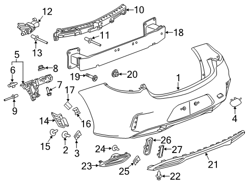 2019 Buick Regal Sportback Rear Bumper Impact Bar Diagram for 39143308