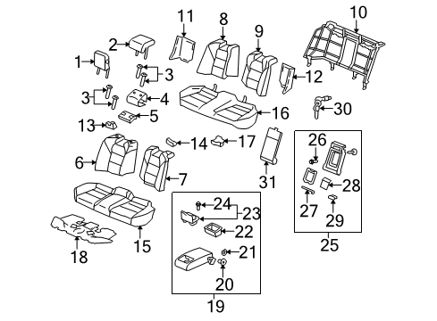 2010 Acura TL Rear Seat Components Pad & Frame, Rear Seat Cushion Diagram for 82137-TK5-A52