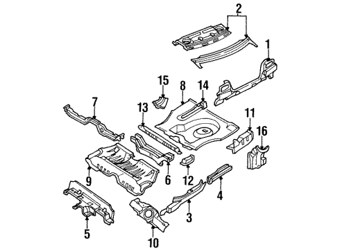 1991 Nissan Sentra Rear Body, Rear Upper Body, Rear Floor & Rails Floor-Rear, Front Diagram for 74512-65Y30