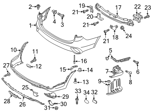 2019 Hyundai Santa Fe Rear Bumper Rear Bumper Cover, Upper Diagram for 86611-B8500