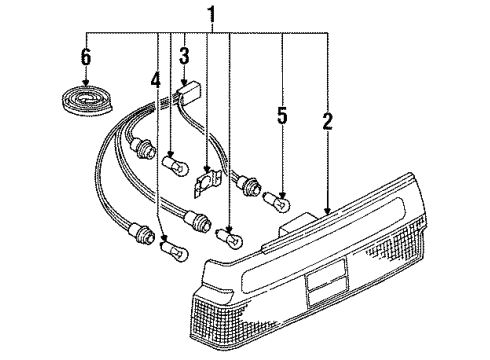 1990 Nissan Sentra Bulbs Rear Combination Lamp Socket Assembly, Right Diagram for 26551-82A10