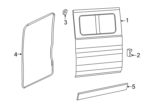 2017 Ram ProMaster 1500 Side Loading Door & Components, Exterior Trim WEATHERSTRIP-Sliding Door Diagram for 68226112AB