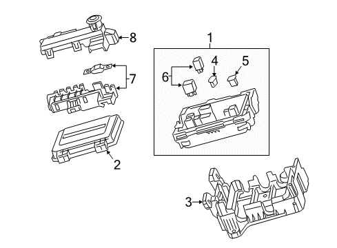 2016 Cadillac ATS Fuse & Relay Block Asm-Engine Wiring Harness Junction Diagram for 23218149