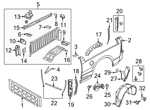 2021 Ram 1500 Classic Front & Side Panels Panel-BULKHEAD Support Diagram for 68027716AA