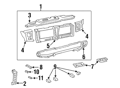 1992 GMC G1500 Radiator Support Support-Battery Tray Outer Diagram for 15556566