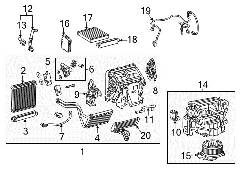 2021 Toyota 4Runner Switches & Sensors Evaporator Assembly Diagram for 87050-35170