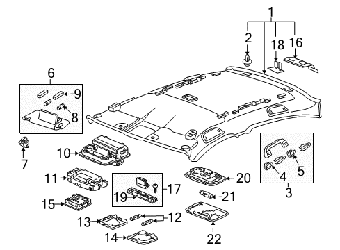 2016 Honda Accord Interior Trim - Roof Sunvisor Assembly, Passenger Side (Graphite Black) (Mirror) Diagram for 83230-T3L-A12ZC