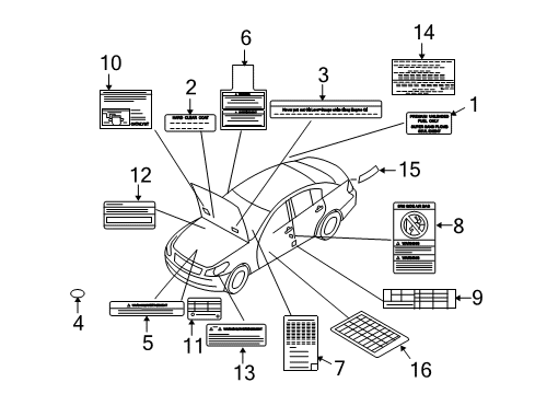 2009 Infiniti G37 Information Labels Spare Tire Components (Spare tire caution label) Diagram for 40353-JL10A