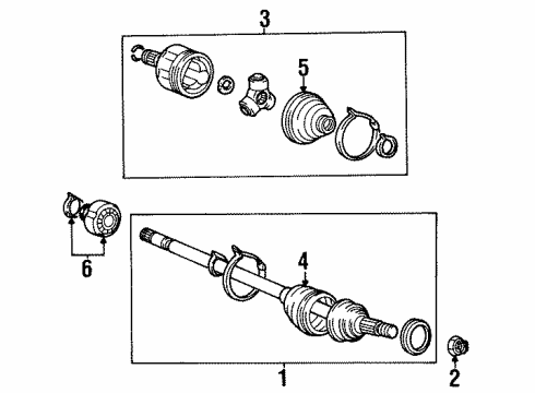 2000 Hyundai Elantra Drive Axles - Front Joint Kit-Front Axle Differential Side Diagram for 49605-29M00