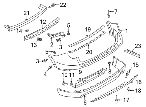 2020 Ford Explorer Rear Bumper Reflector Diagram for LB5Z-13A565-B