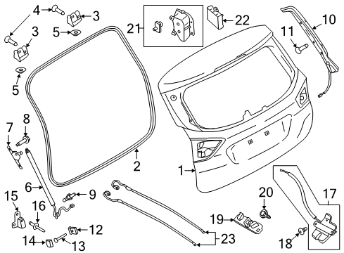 2015 Ford C-Max Lift Gate Pivot Diagram for AM5Z-1745588-A